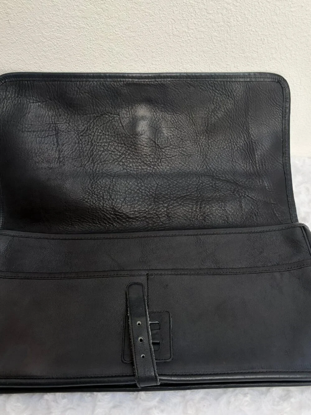 Rare Vintage Coach Buckled Clutch Long 9610 in Navy Leather - NYC made 1977, EVC